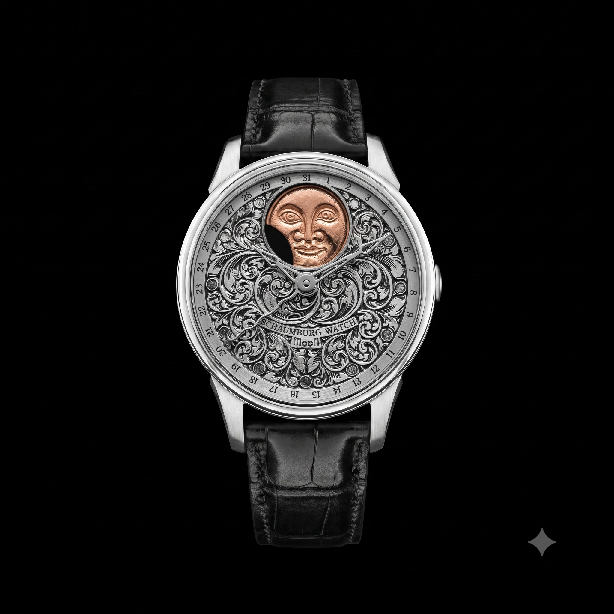 Fertige MooN HANDMADE Edition 16 mit handgraviertem Zifferblatt