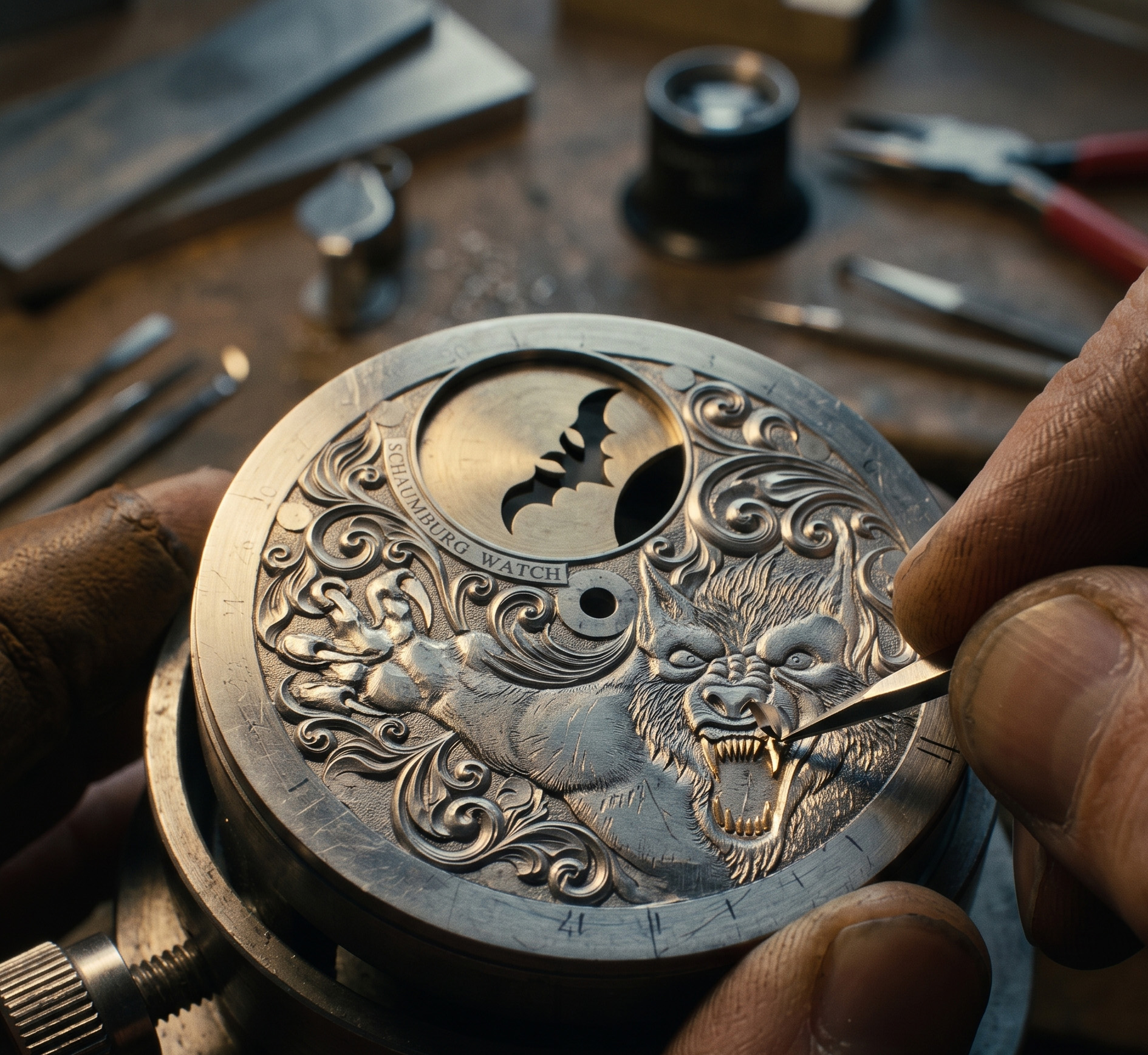 Handgravur für die ArtiSculpt-Uhr MooN Landscape II